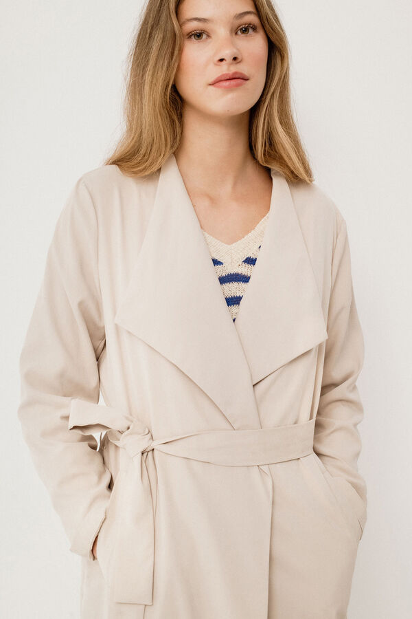 Vila Long knotted trench coat Cinzento