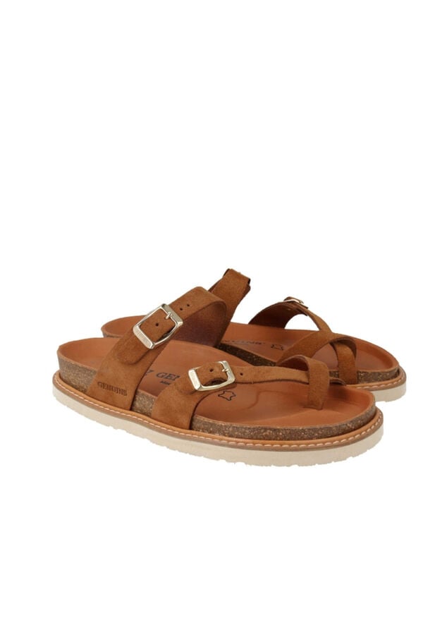 Genuins Sand&aacute;lia em camur&ccedil;a Castanho