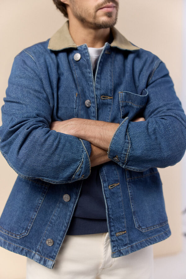 OOTO Blus&atilde;o worker em denim Azul