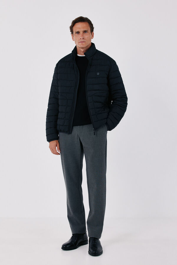 Cortefiel Cotton cashmere knit crew neck jumper Black