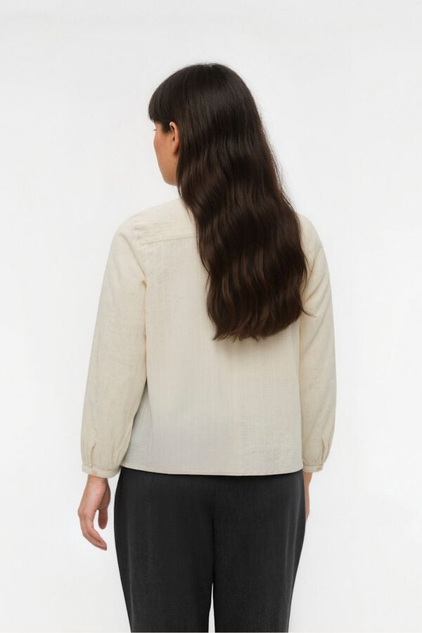 Vero Moda Curve Camisa de algodón de manga larga talla grande Beige