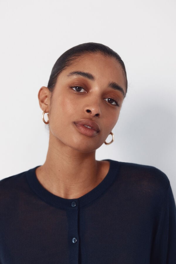 Cortefiel Jersey-knit basic jacket Navy