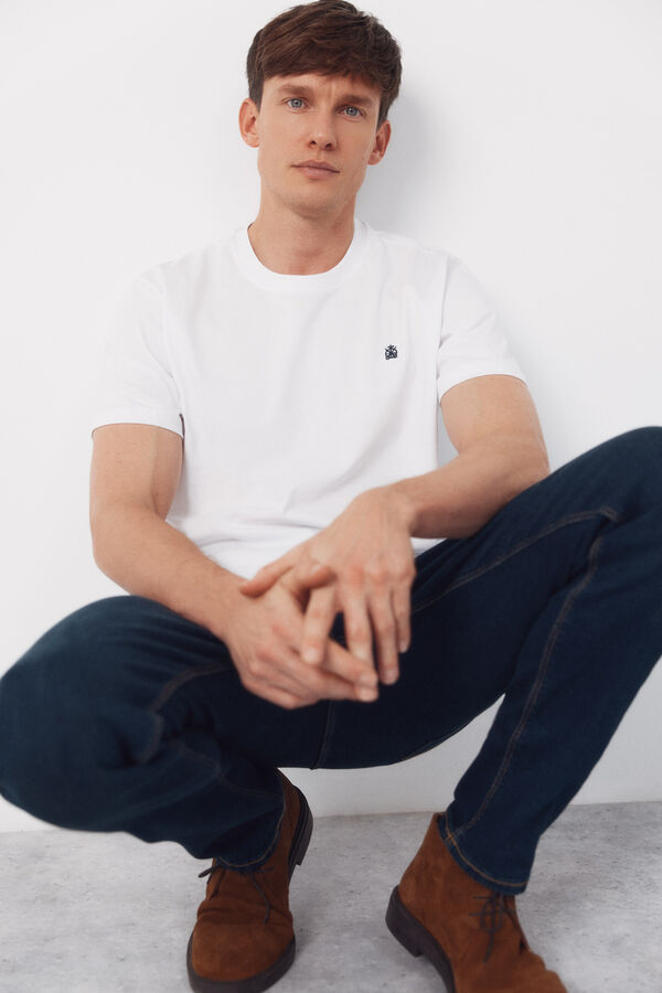 Cortefiel Camisola básica com bolso Branco