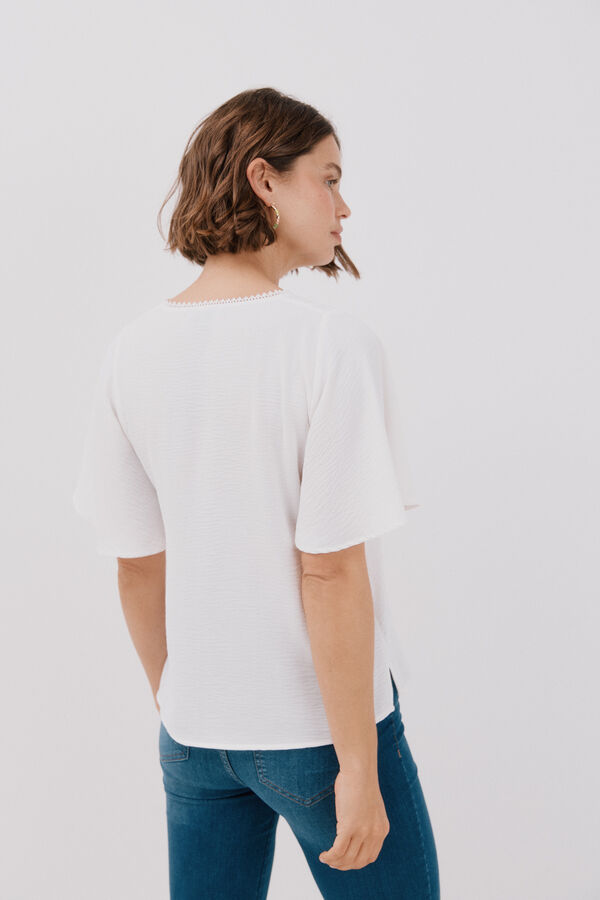 Cortefiel lace blouse with ruffles White