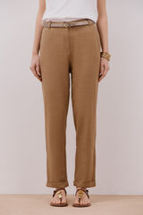 Cortefiel Linen trousers Brown