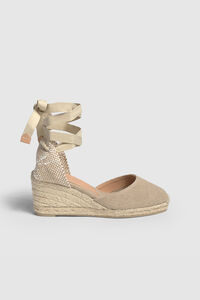 Cortefiel Carina wedge espadrille made in canvas Nude