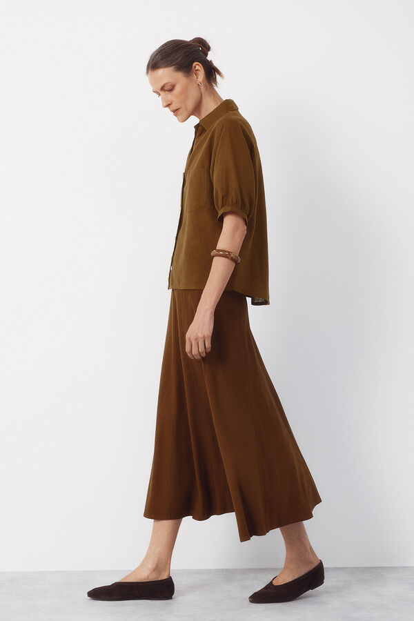 Cortefiel Rustic short sleeve shirt Kaki