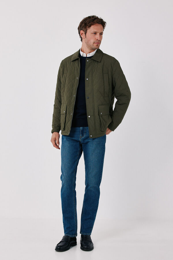 Cortefiel Diamond quilted jacket Kaki