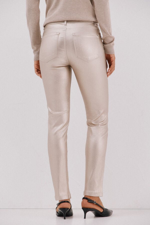 Cortefiel Sensational resin coated pants Beige