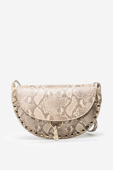 Cortefiel Studded flap flap bag Printed beige