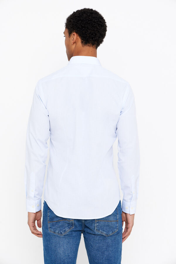 Cortefiel Slim fit easy-iron check dress shirt Blue