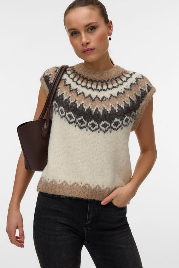 Vero Moda Greca knit gilet Beige