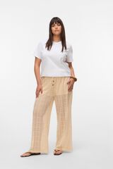 Vero Moda Curve Pantal&oacute;n largo con calados talla grande Beige