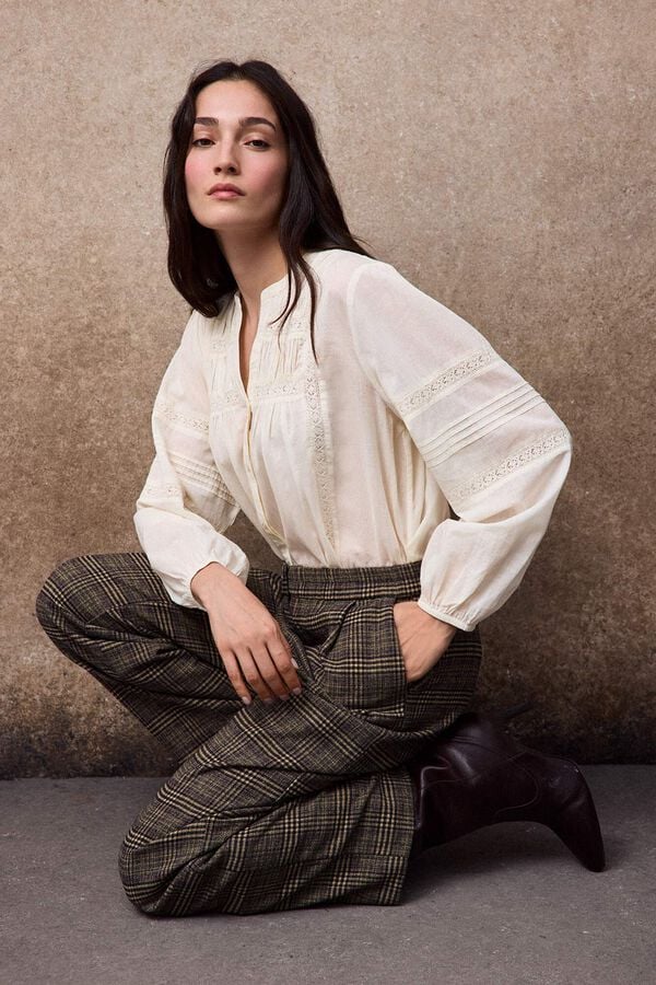 Slowlove Plaid trousers Printed grey