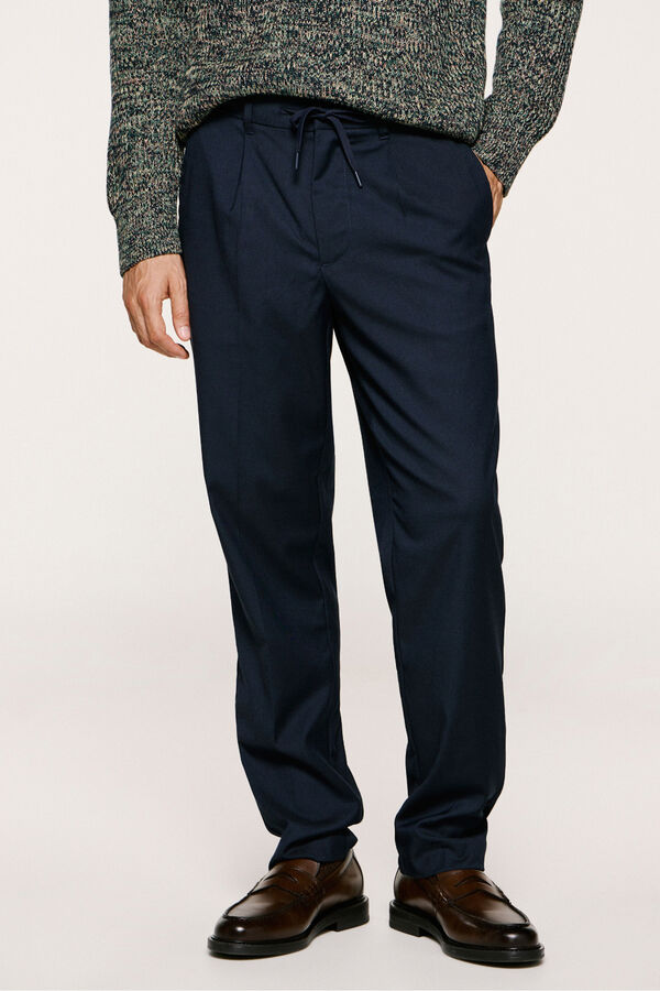Selected Casual pleated trousers Navy