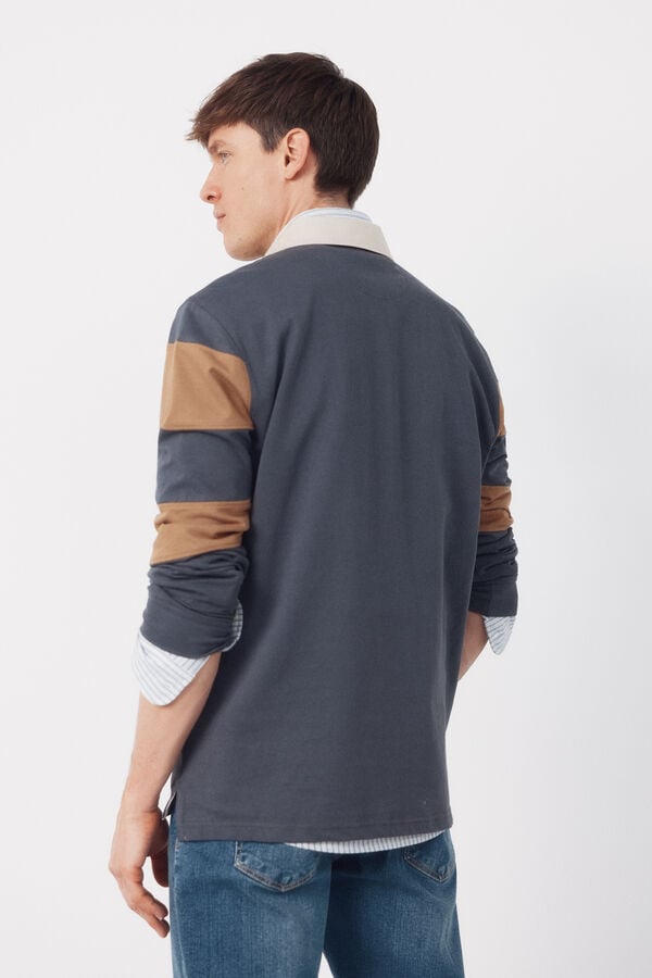 Cortefiel Polo rugby rayas Gris