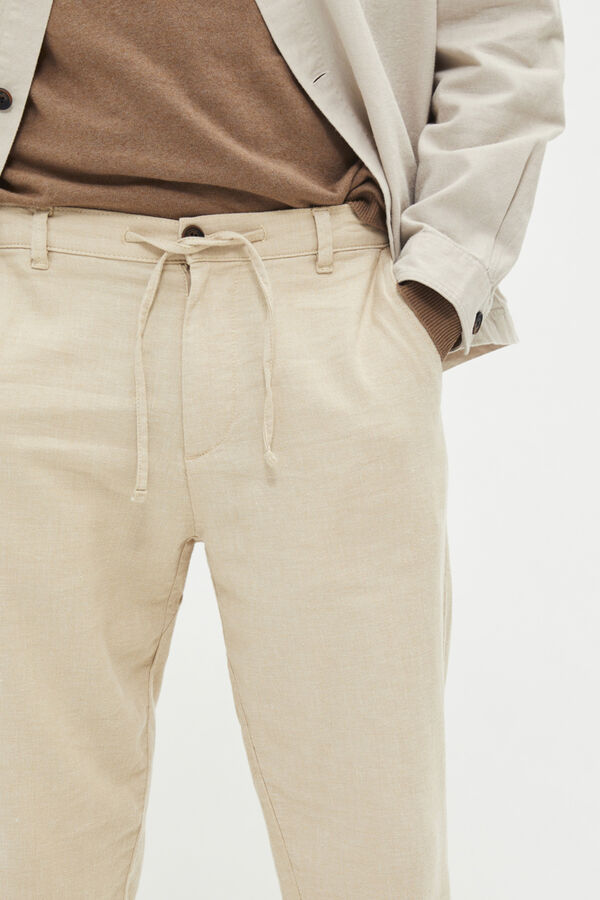 Cortefiel Organic cotton and linen chinos  Brown