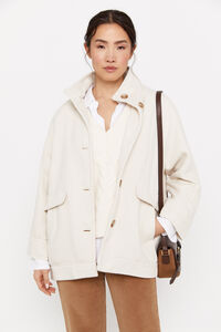 Cortefiel - Coat in textured fabric Ivory