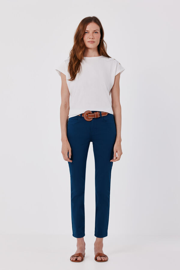 Cortefiel Coloured cropped skinny jeans Navy