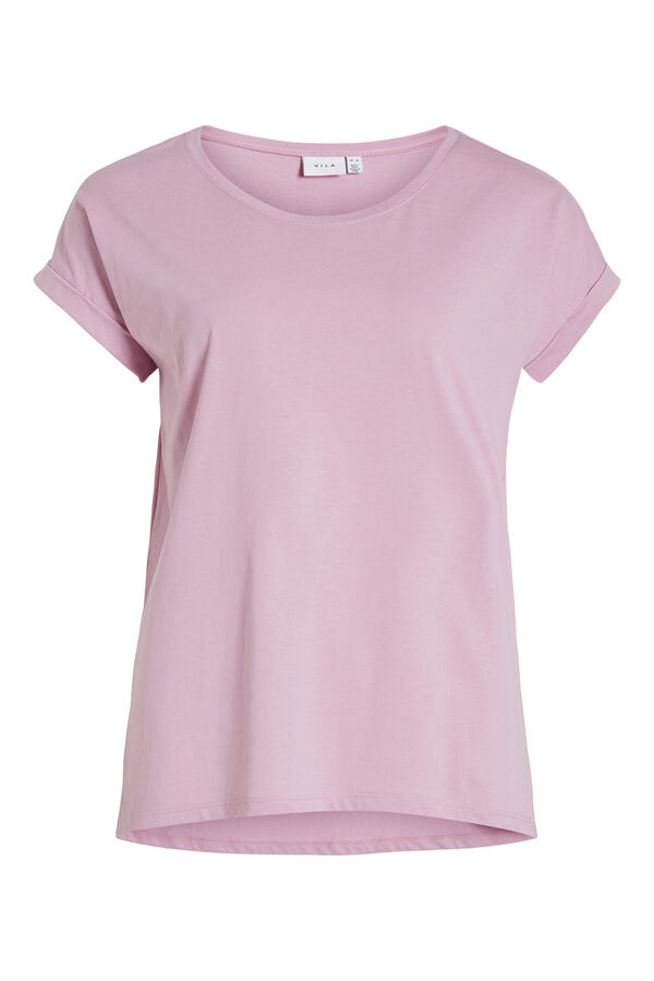 Cortefiel Short-sleeved cotton T-shirt Lilac