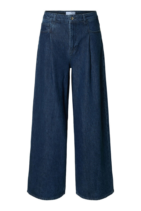 Selected Calça plissado de algodão orgânico. Azul