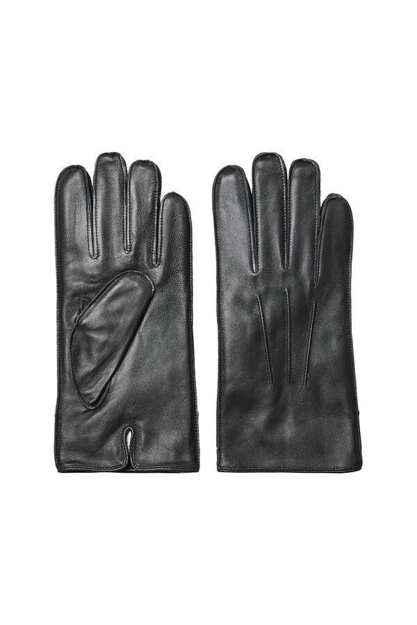 Cortefiel Classic leather gloves Black