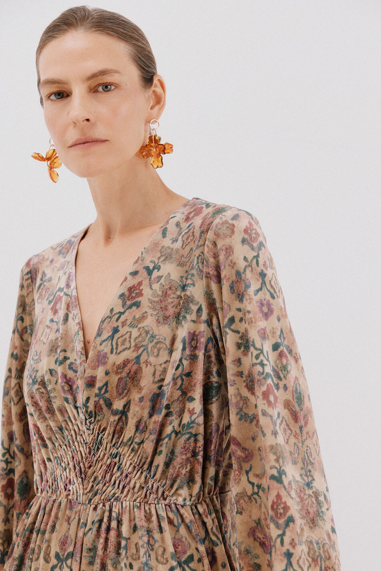 Cortefiel Vestido de veludo estampado