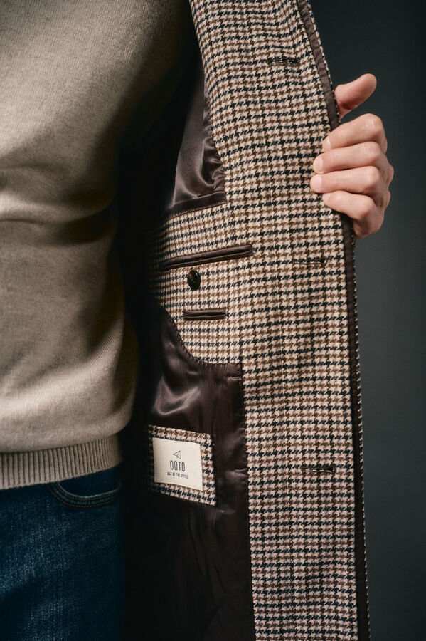 OOTO Sobretudo xadrez inglês Tostado