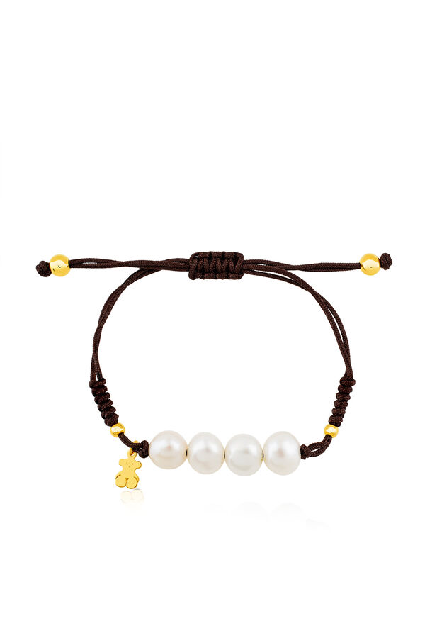 Tous Pulseira com banho de ouro 18 kt sobre prata e pérolas cultivadas TOUS Nudos Branco