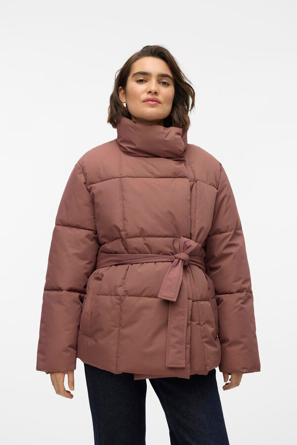 Cortefiel Short puffer jacket with belt  Brown