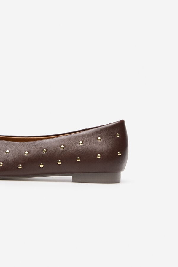 Cortefiel leather ballerina shoe Nude