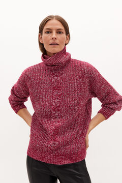 Cortefiel Lurex purl knit jumper Pink