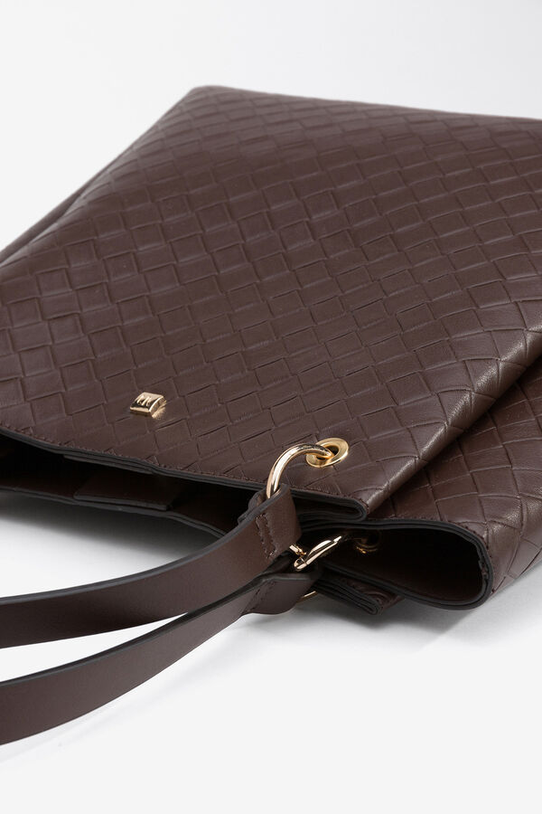 Vilanova Mala tote bag com textura de trama Castanho