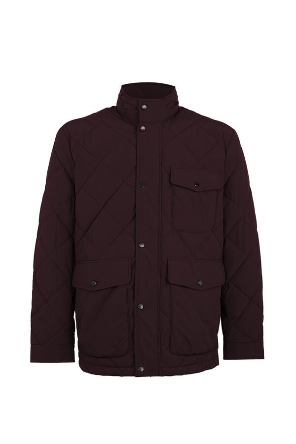 Cortefiel Diamond quilted field jacket Dark brown