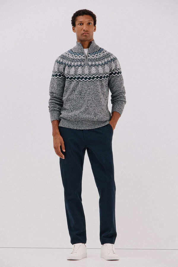 Cortefiel Slim-fit print chinos pants Blue