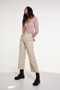 Cortefiel Cropped palazzo jeans Ivory
