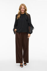 Vila Blusa de chiffon com babados Preto