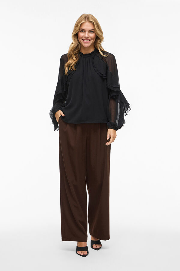 Vila Blusa de chiffon com babados Preto