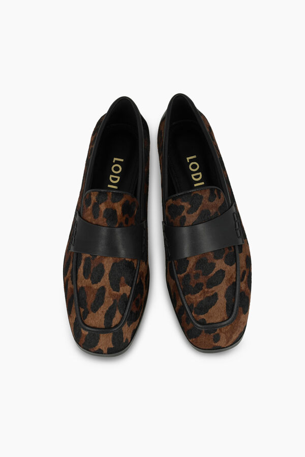 Lodi Mocasines en piel efecto animal print Estampado marr&oacute;n