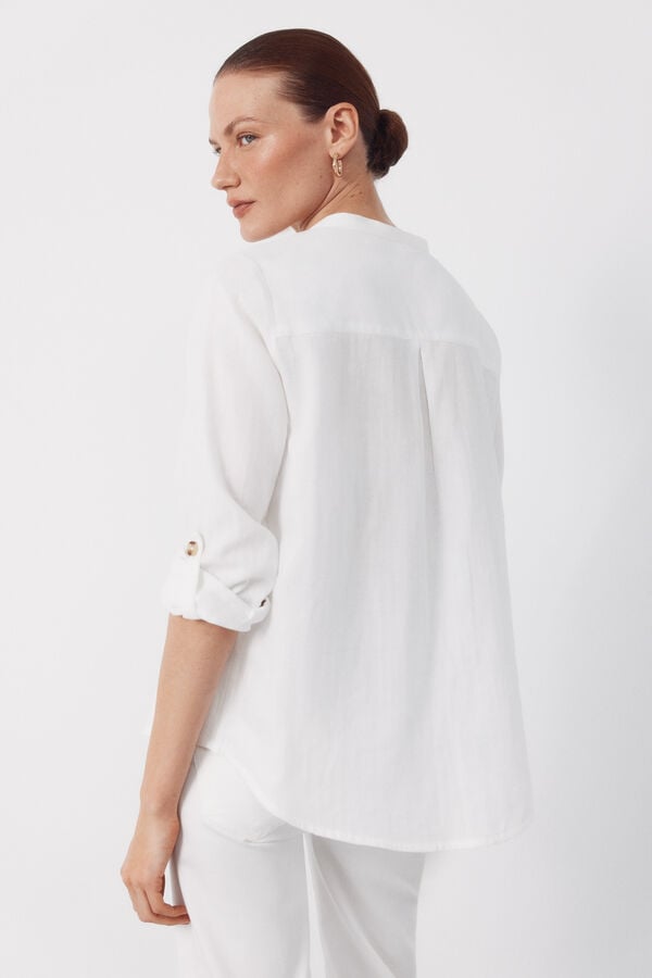 Cortefiel Mandarin collar shirt White