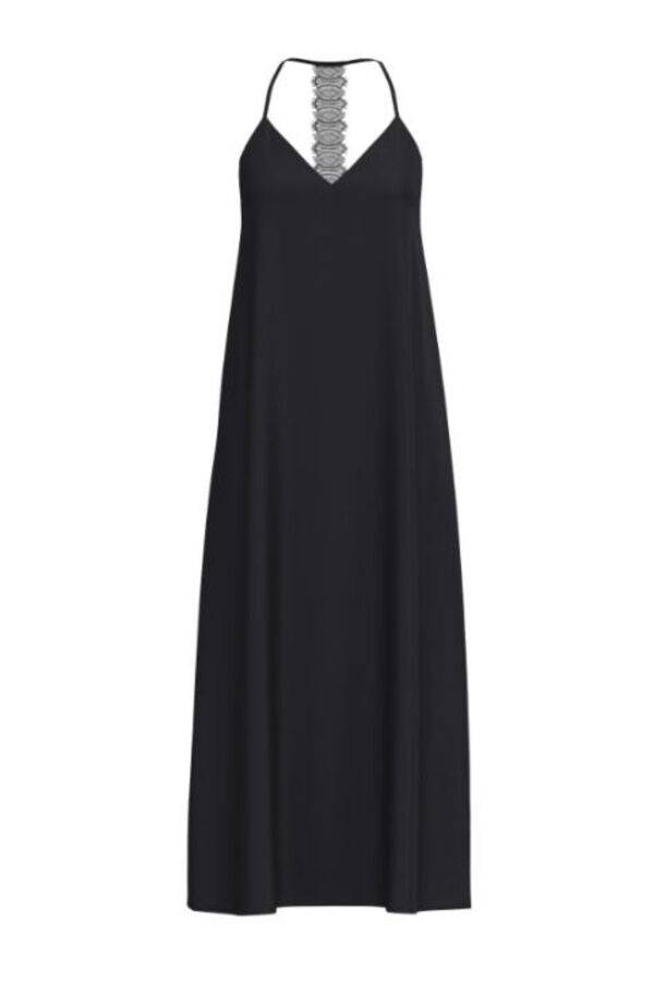 Vila Long lace strap dress Black