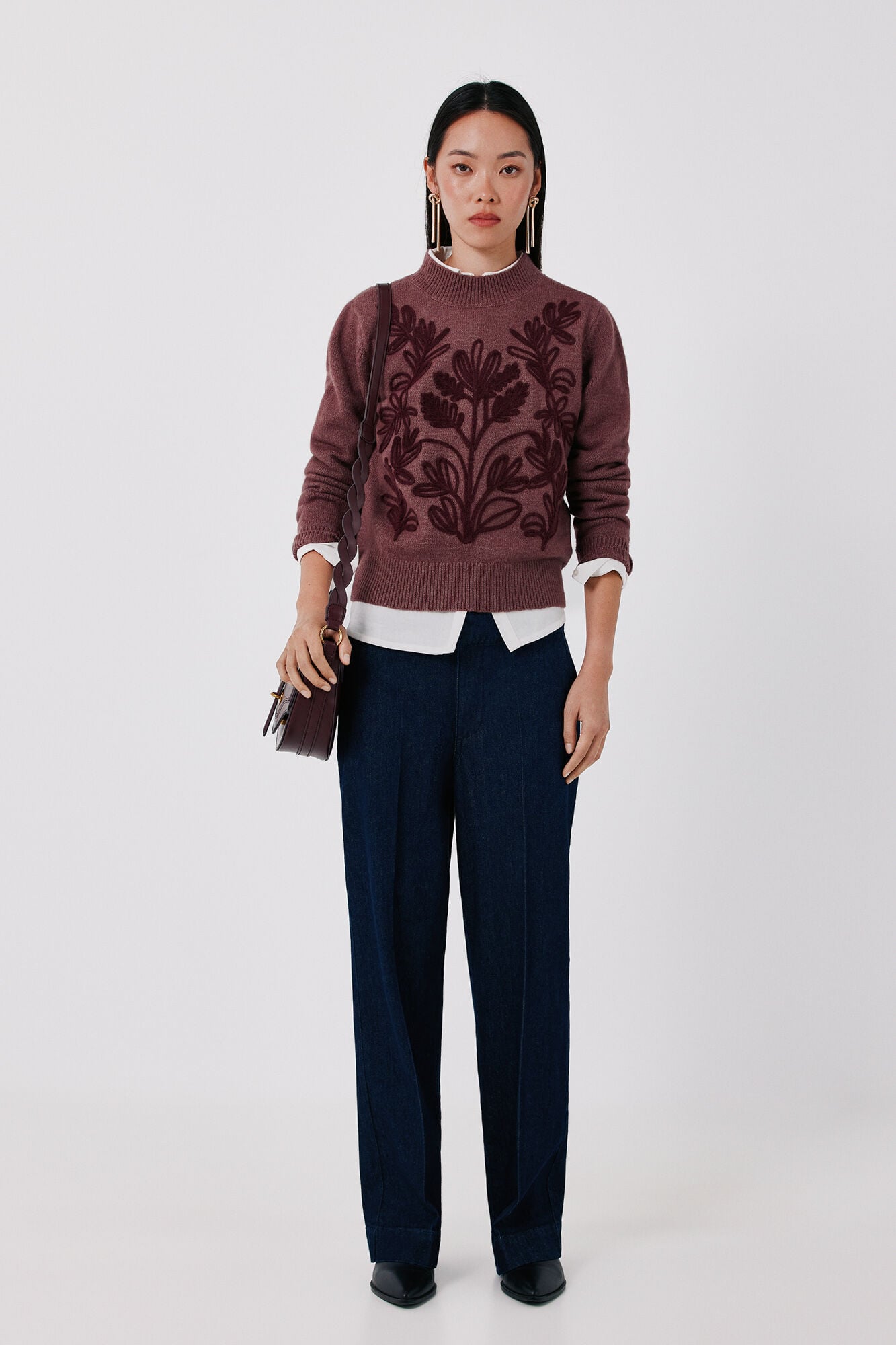 Cortefiel Floral embroidered jumper