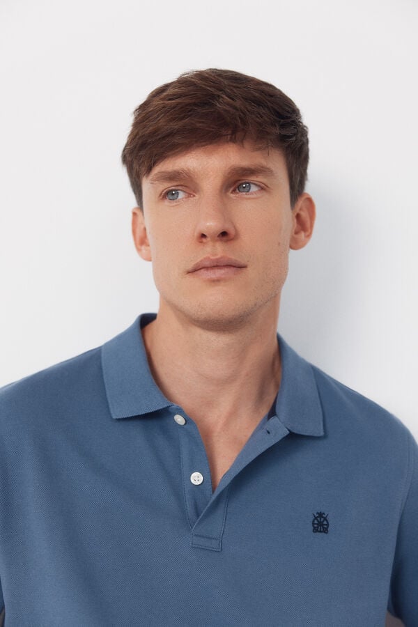 Cortefiel Basic piqué polo shirt Blue