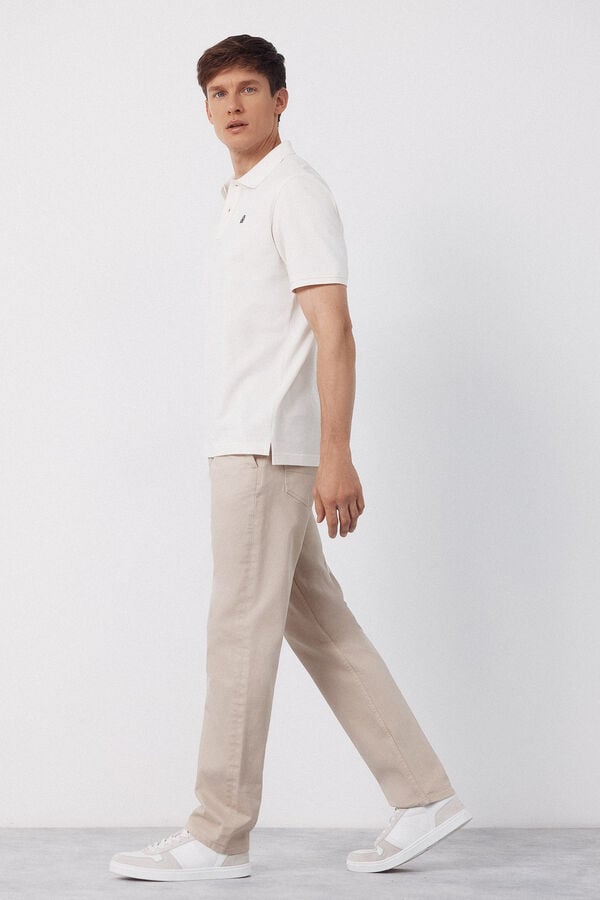 Cortefiel Basic piqu&eacute; polo shirt Ivory