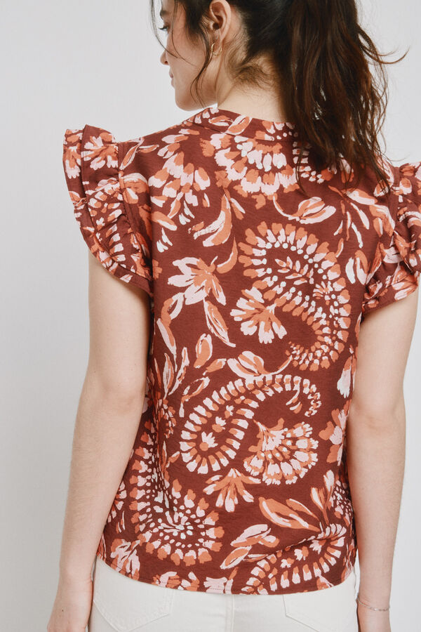Vero Moda Top sem mangas com folhos Castanho
