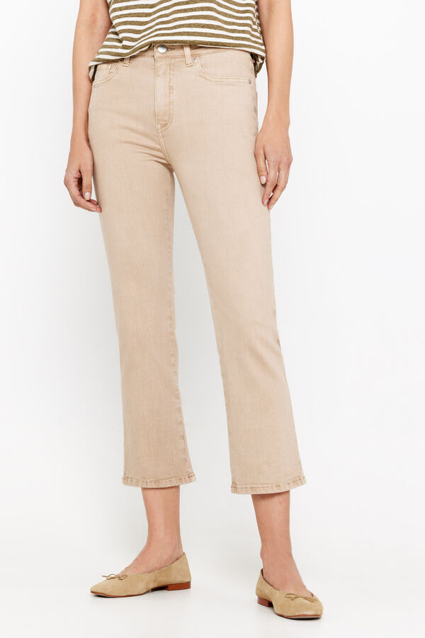 Cortefiel Cropped bell-bottom jeans Ivory