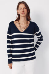 Cortefiel V-neck jumper Printed blue