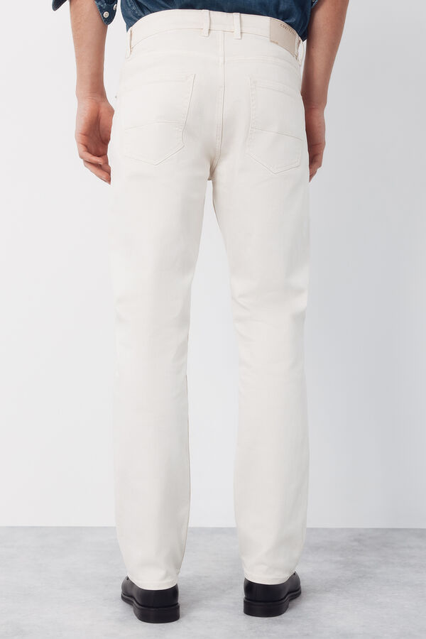 Cortefiel 5-pocket regular fit coloured trousers Ivory