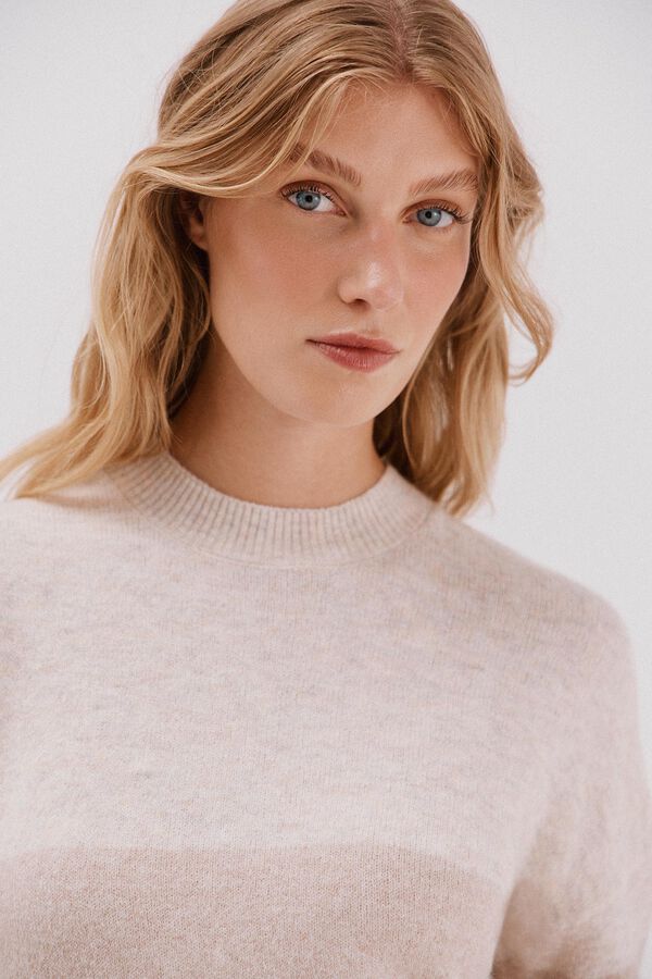 Cortefiel Striped soft feel jumper Beige