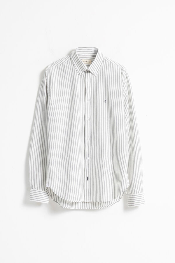 PuroEGO Slim cotton striped oxford shirt Printed white